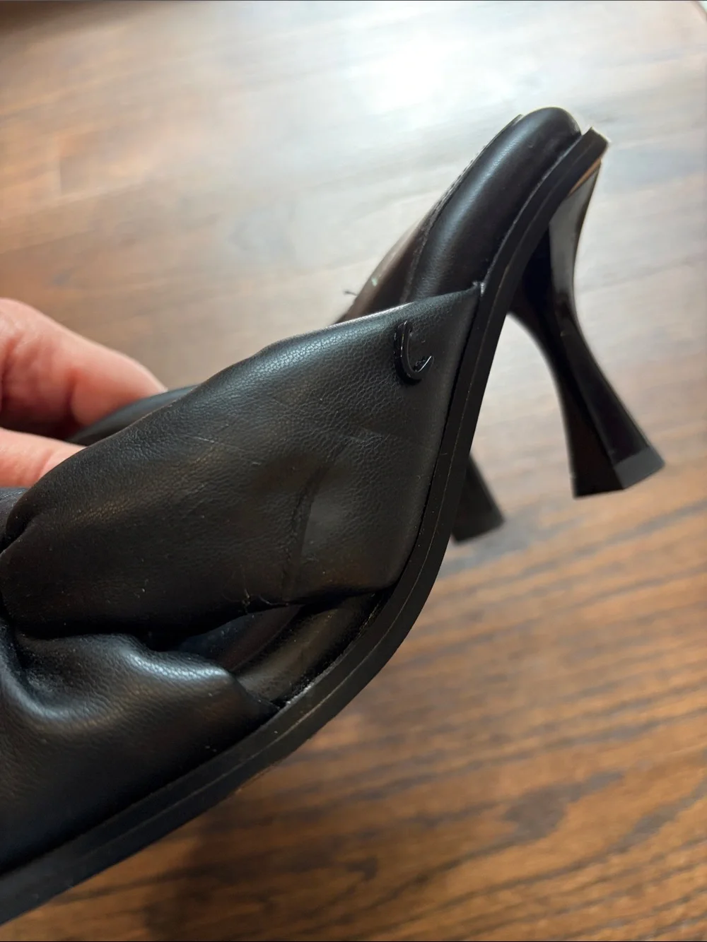 Black Knotted Mule Heels
